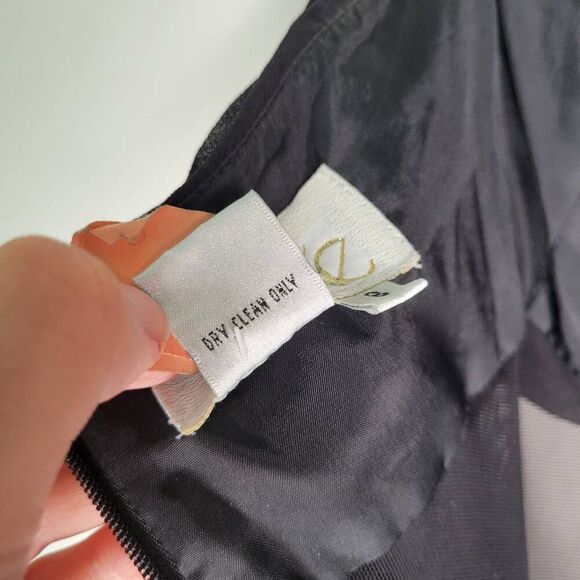 Vintage 100% Silk Strapless Evening Gown Black Caché Mesh Waist 8 - Picture 9 of 10